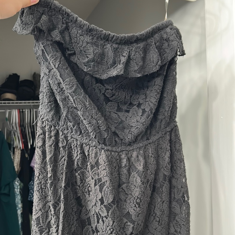Black Lace Maxi Strapless Dress